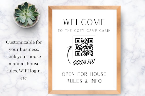 Touch Free QR Code Sign Customized Vacation Rental - Etsy
