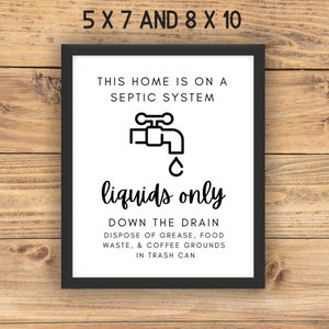 Flüssigkeiten nur Septic System Sign: Airbnb Printable (bearbeitbar, digitaler Download) Bild 2
