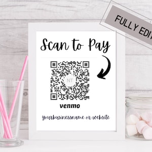 Escanear para pagar: código QR editable, Venmo, CashApp (descarga digital)