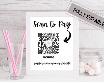 Escanear para pagar: código QR editable, Venmo, CashApp (descarga digital)