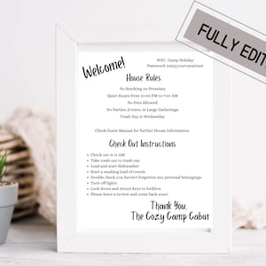 House Rules Sign | Property Sign | Editable sign | Property Management | Airbnb Printable | Airbnb Host Help