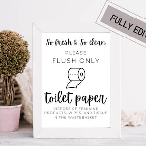 Airbnb Toilet Sign | Bathroom Sign | editable sign | Airbnb | Airbnb Printable | Airbnb Host Help