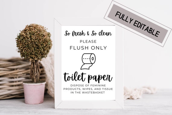Airbnb Toilet Sign Bathroom Sign Editable Sign Airbnb | Etsy Australia
