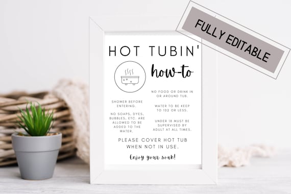 Hot Tub Rules Sign: Airbnb Printable (Editable Canva Template)