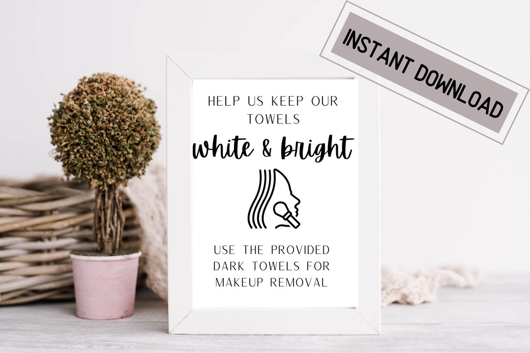 Airbnb Makeup Towel Sign Short Term Rental Airbnb Airbnb Etsy