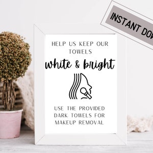 Airbnb Makeup Towel Sign | Short Term Rental | Airbnb | Airbnb Printable | Airbnb Host Help