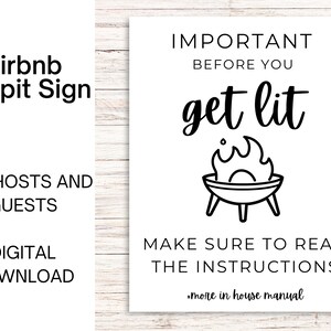 Airbnb Firepit Sign | Firepit Rules Sign | Airbnb | Airbnb Printable | Airbnb Host Help