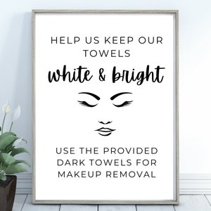 Face Makeup Towel Sign | Short Term Rental | Airbnb | Airbnb Printable | Airbnb Host Help