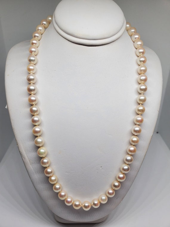 Vintage 14k Yellow Gold South Sea White Pearl Necklace 16 in x