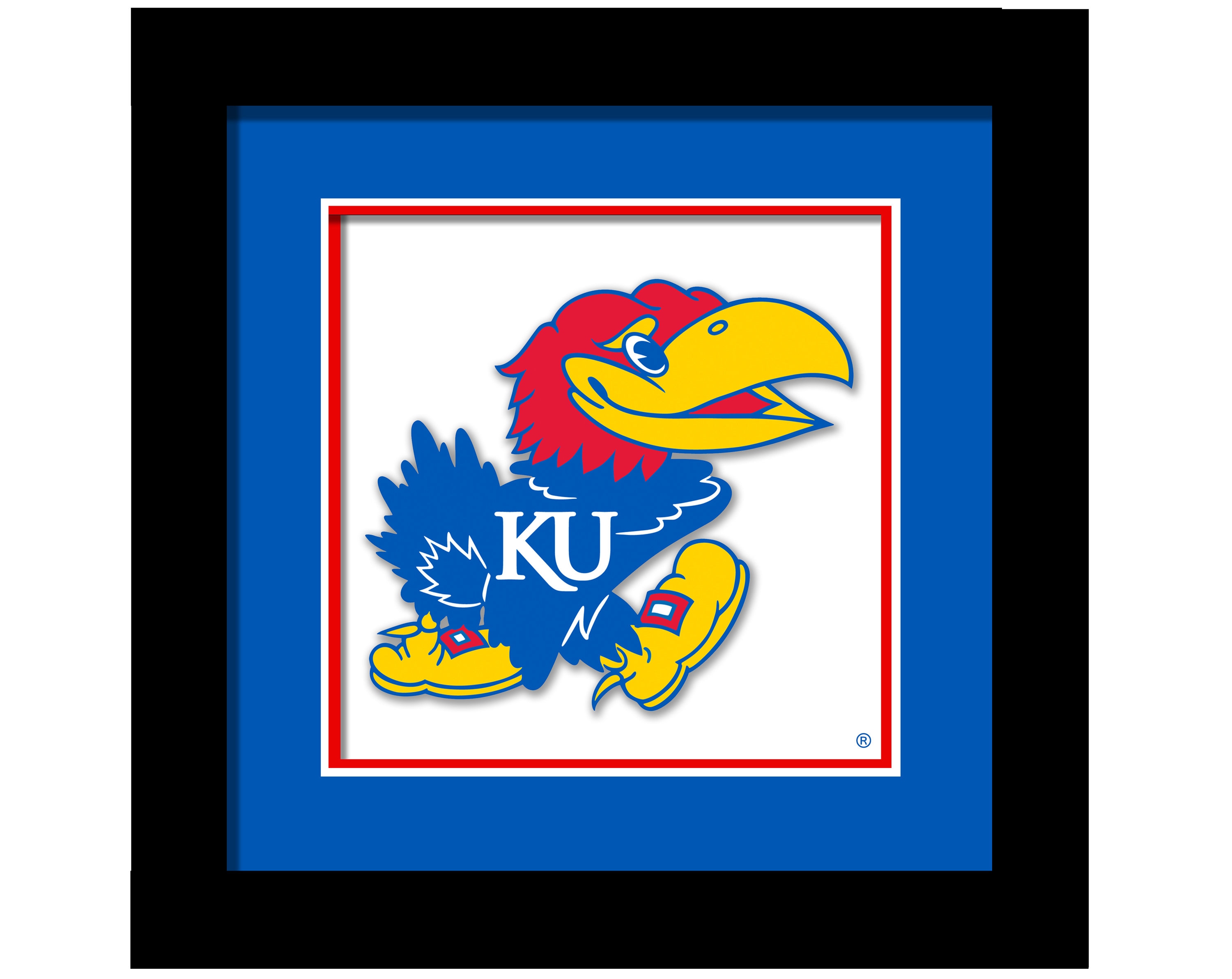 KU Jayhawk Framed With 3D Effect. Rock Chalk. Kansas Etsy