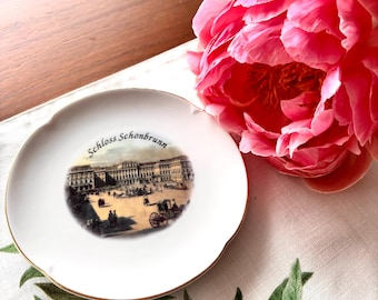 Plato Reutter Porzellan Palacio de Schönbrunn • Recuerdo de Viena de porcelana con borde dorado de 6"