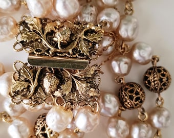 Vintage Miriam Haskell Faux Pearl Bracelet 1950s Rare Baroque 