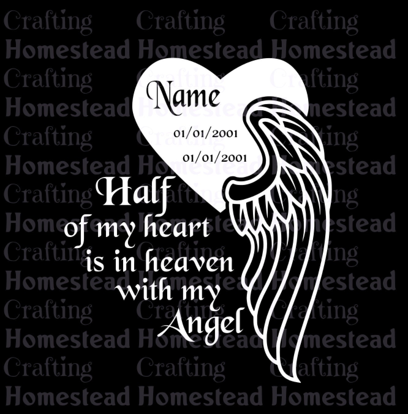 Half of My Heart is in Heaven With My Angel / Wings Memorial Custom ...