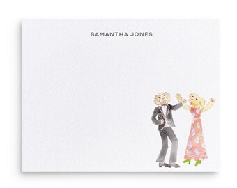 Tarjetas personalizadas, Goldendoodles bailando - Juegos de papelería personalizables con acuarelas de perros