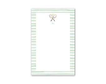 Bloc de notas personalizado, raquetas de tenis vintage - Ilustración en acuarela personalizable, 50 hojas