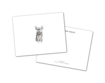 Tarjetas personalizadas, pajarita de bulldog francés - Juegos de papelería personalizables en acuarela