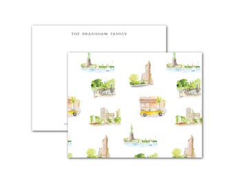 Personalized Notecards, New York City - Customizable Watercolor Stationery Sets
