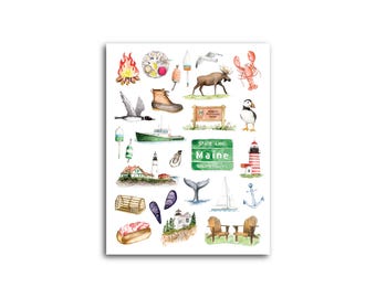 Maine Favorites Notecards | 4.25 x 5.5 blank notecards, watercolor artwork, hand painted greeting cards