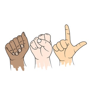 Desenhos coloridos do alfabeto ASL - linguagem de sinais americana, 54 imagens, todas as 26 letras esquerda e direita + extras, mãos