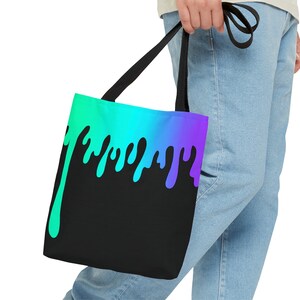 Rainbow Stripes Paint Drip Tote Bag