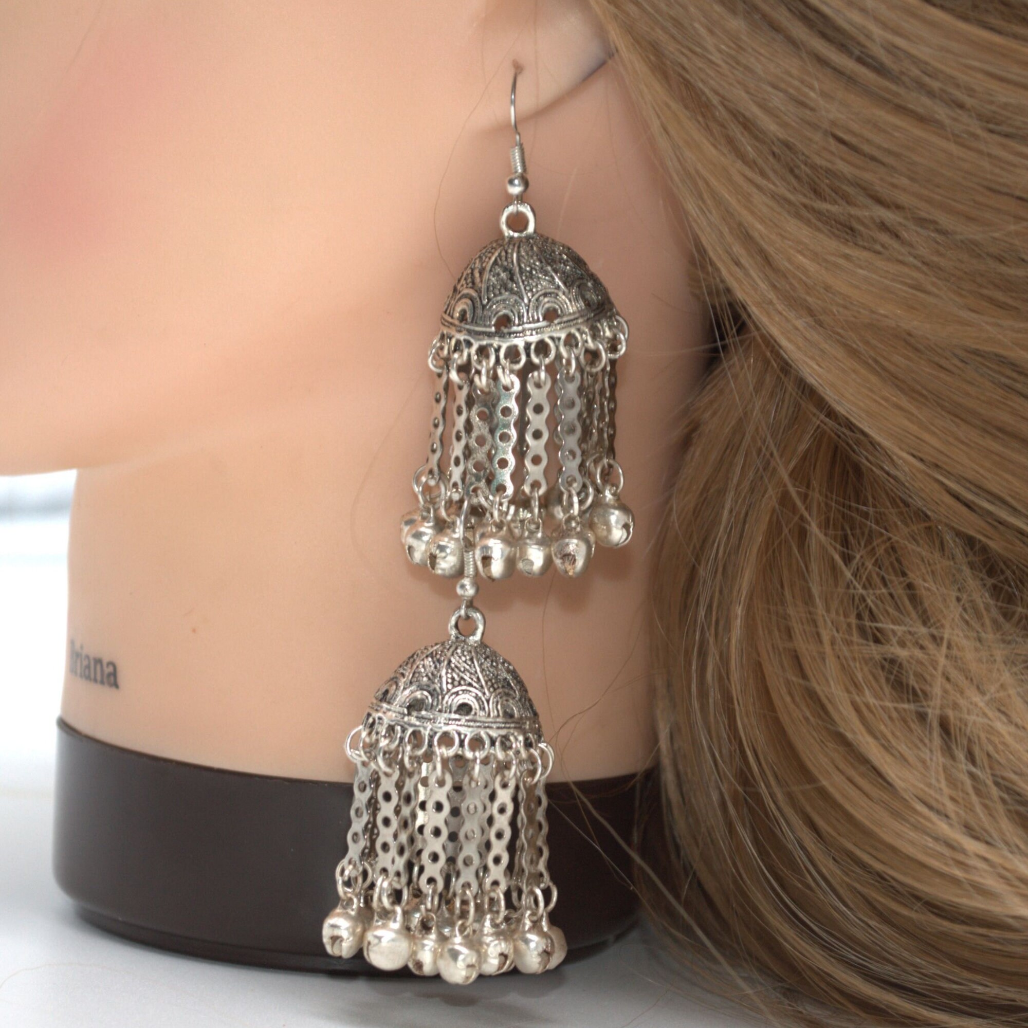 Pendiente Jhumka pendiente de plata vieja tribal afgano Etsy