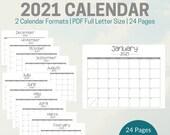 2021 Horizontal Calendar – Printable PDF with Notes (24 Pages)