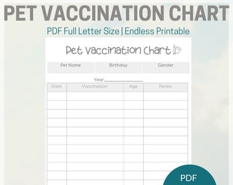 Printable Dog Vaccination Chart Pet Printable Immunization | Etsy
