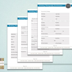 Wedding Photography Client Questionnaire- INSTANT DOWNLOAD- 4 PSD Files