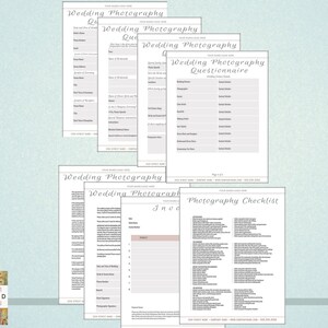 Photography Wedding Contracts and Forms-8 Editable Files- INSTANT DOWNLOAD