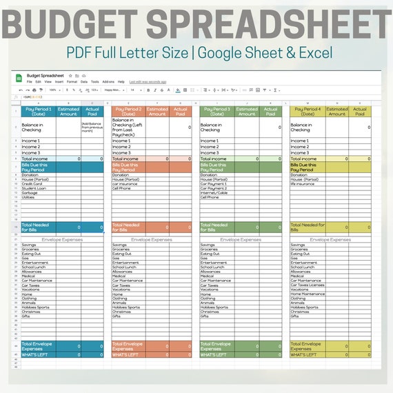 Buy Budget Spreadsheet Google Sheet and Excel AND Printable PDF Online in  India 