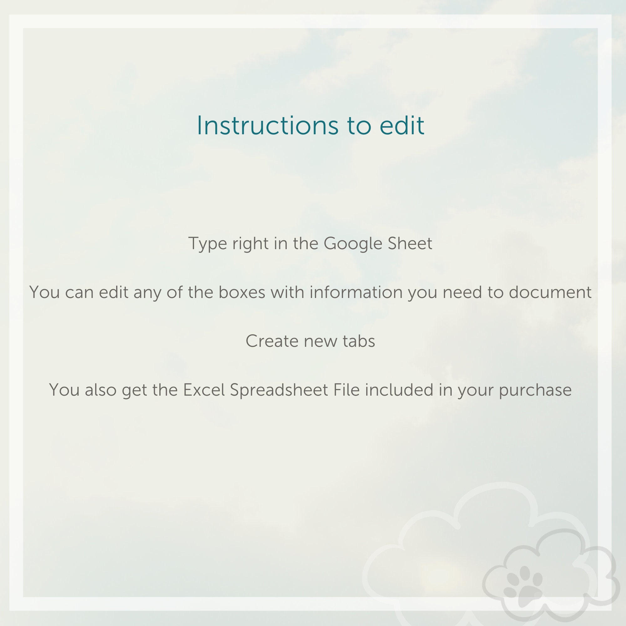 Litter organization excel spreadsheet and google sheets file download