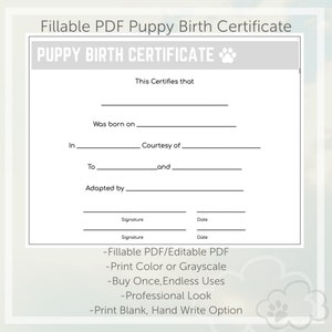 Geboorteakte puppy - grijs