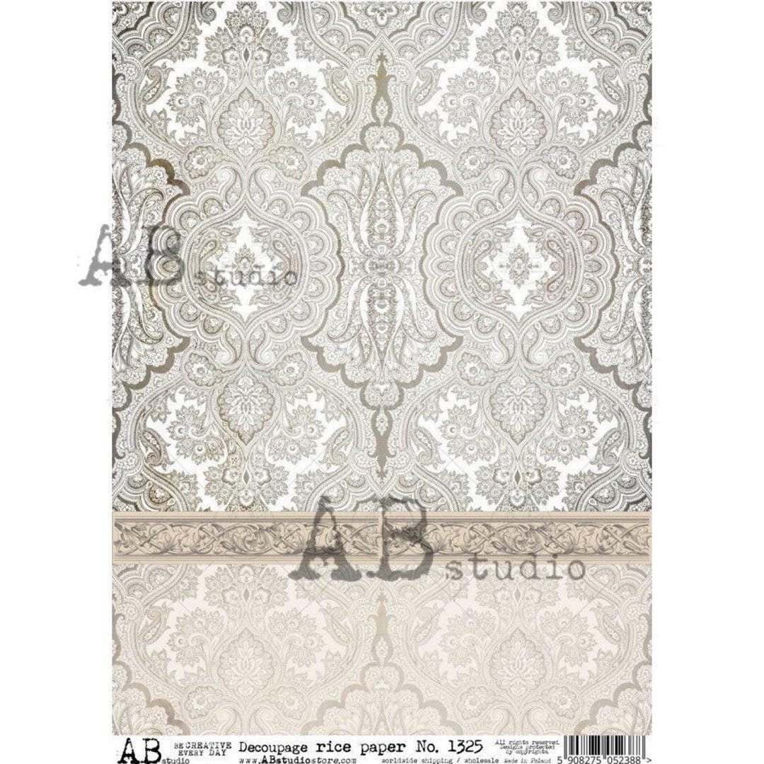 Neutral Beige Damask Pattern | AB Studio #1325 | Decoupage Paper | A4 ...