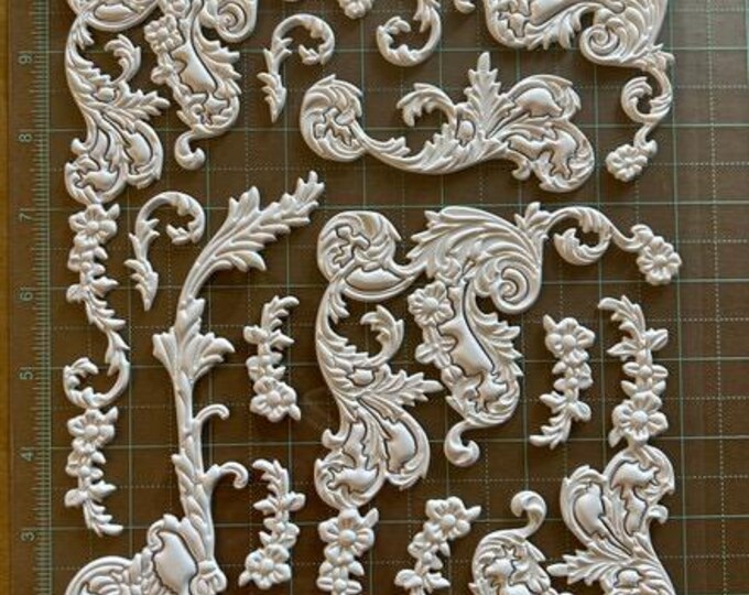 Rococo Flower Sticker Lablanche Floral Rococo Embellishment Sticker Sheet | Media Mould ...