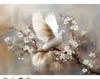Alabaster Grace | Kacha | A1 decoupage paper Fiber paper| Redesign with Prima| DIY Furniture Arts Crafts