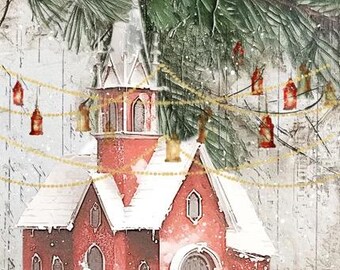 Woodland Chapel - Christmas in the Village 2026 | Decoupage Queen | Ellen J Goods | A4 Decoupage Paper Crafts, scrapbooking, art journals
