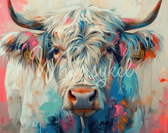 Bessie Blue | Whimsykel Designs |  21" x 29" | 18 lb Tissue