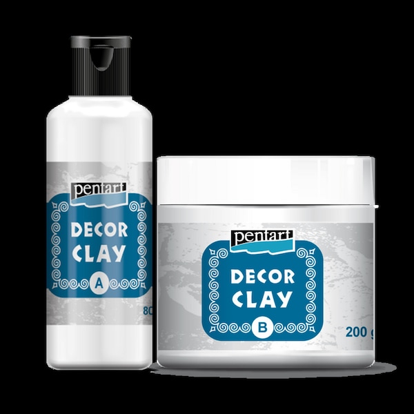 Decor Clay Set  Pentart 2 components 200g/80 ml- stencils, texture, mixed media, canvas art, moulds