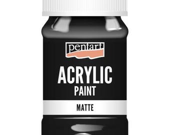 Black | Pentart Acrylic Paint Matte | 100ML | mixed media, scrapbooking, art journals, diy crafts