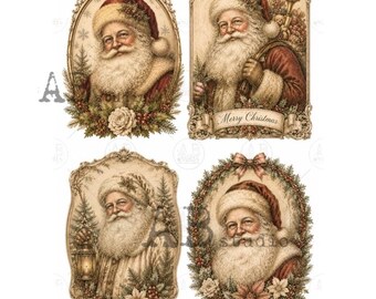 4 Victorian Santas | AB Studios #870 | A4  | Crafts, scrapbooking, art journals, mixed media
