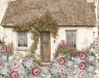 Garden Cottage |Decoupage Queen | Ellen J Goods Cottages 2026 | A4 A3 Decoupage Paper for DIY, Crafts, scrapbooking, art journals