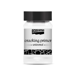 May include: A white bottle of Pentart cracking primer with a black lid. The label features the brand name, product name, and a black and white cracked pattern design. The product is labeled as "universal."