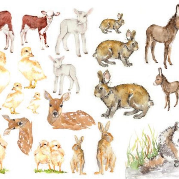 Baby Animals|Roycycled Treasures Decoupage Paper- 21" x 29"- for furniture, Crafts, scrapbooking, art journals