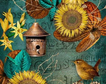 Autumn Sunflowers | Decoupage Queen paper - A4 - Decoupage Paper for DIY, Crafts, scrapbooking, art journals, mixed media