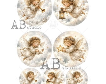 Christmas Angels Rounds | AB Studios #789 | A4  | Crafts, scrapbooking, art journals, mixed media