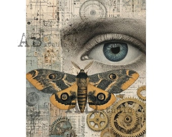 Steampunk Eye Butterfly  | AB Studios #7816 | A4  | Crafts, scrapbooking, art journals, mixed media