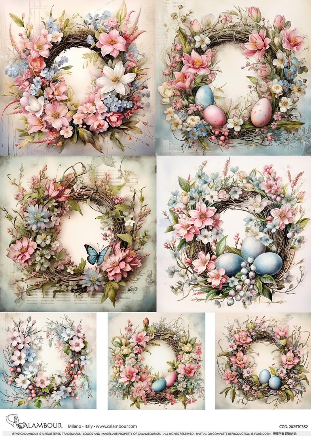 Spring Easter Florals 2 Seven Scenes #352 | Calambour A3| Decoupage ...