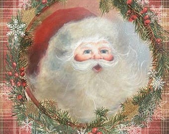 Santa Wreath - Christmas in the Village 2026 | Decoupage Queen | Ellen J Goods | A4 Decoupage Paper Crafts, scrapbooking, art journals