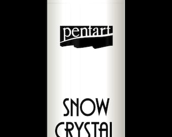 May include: A white cylindrical pen with a clear cap, labeled Pentart Snow Crystal Pen, containing 30 ml of liquid. The label features black text and four black star-shaped graphic icons on a white background, with a clear plastic cap on top.