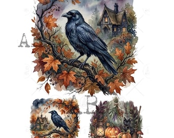 Black Crows Black Cat   | AB Studios #1049 | A4 |  Crafts, scrapbooking, art journals, mixed media